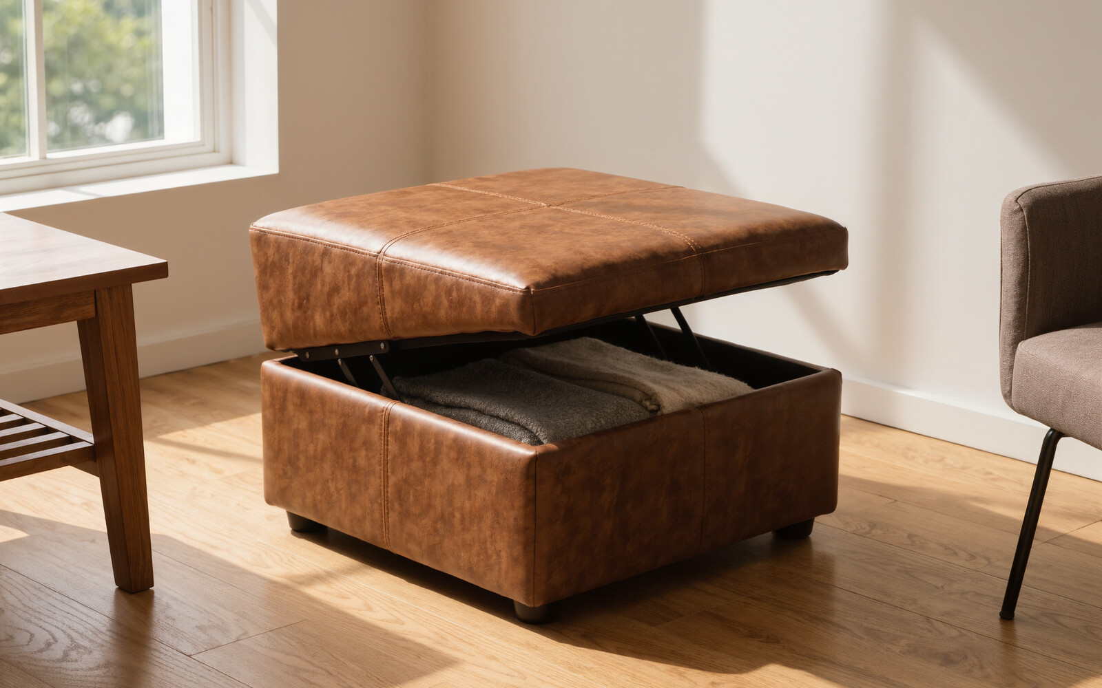 illustrative visual: Folding storage ottoman