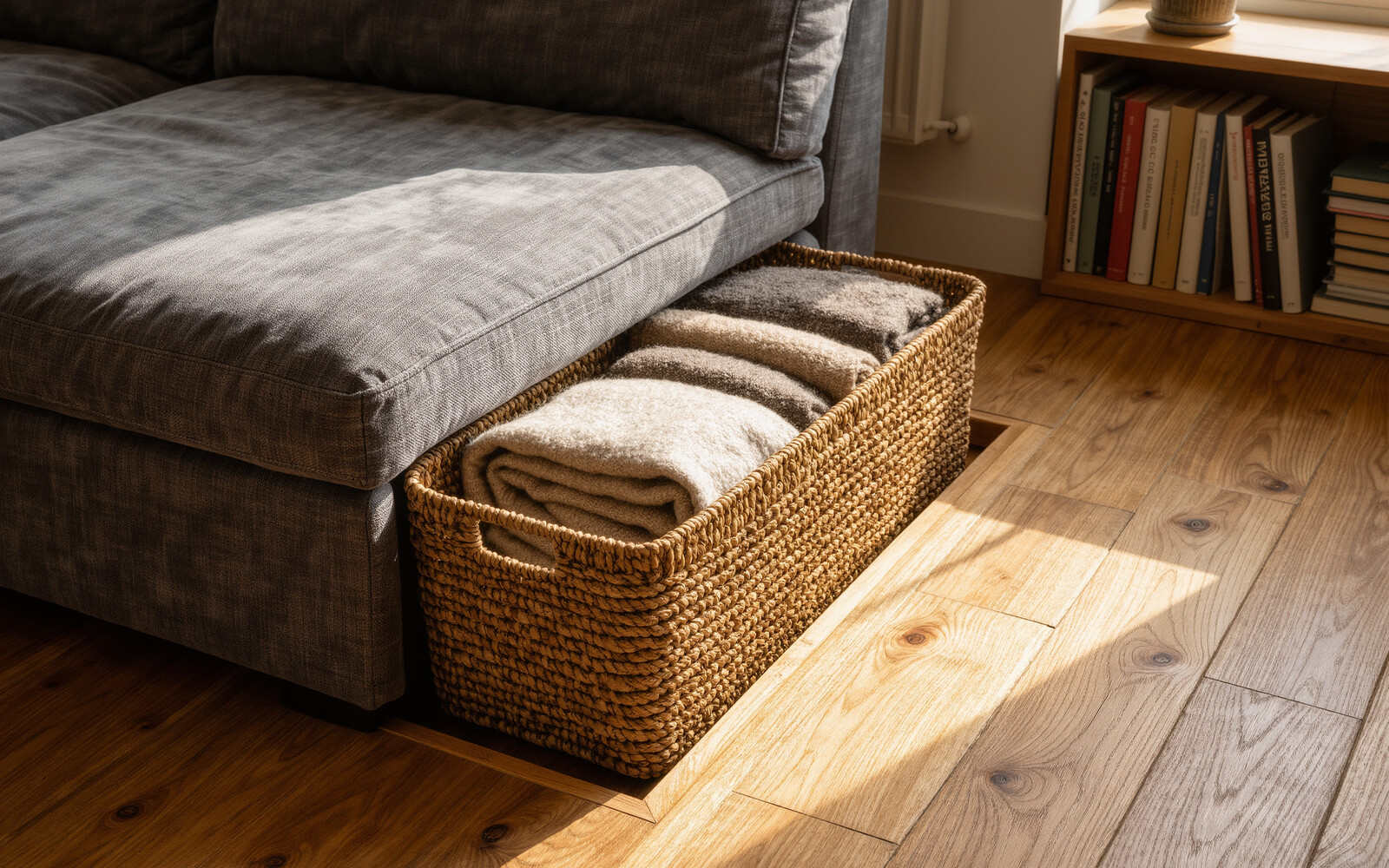 illustrative visual: Slim blanket basket