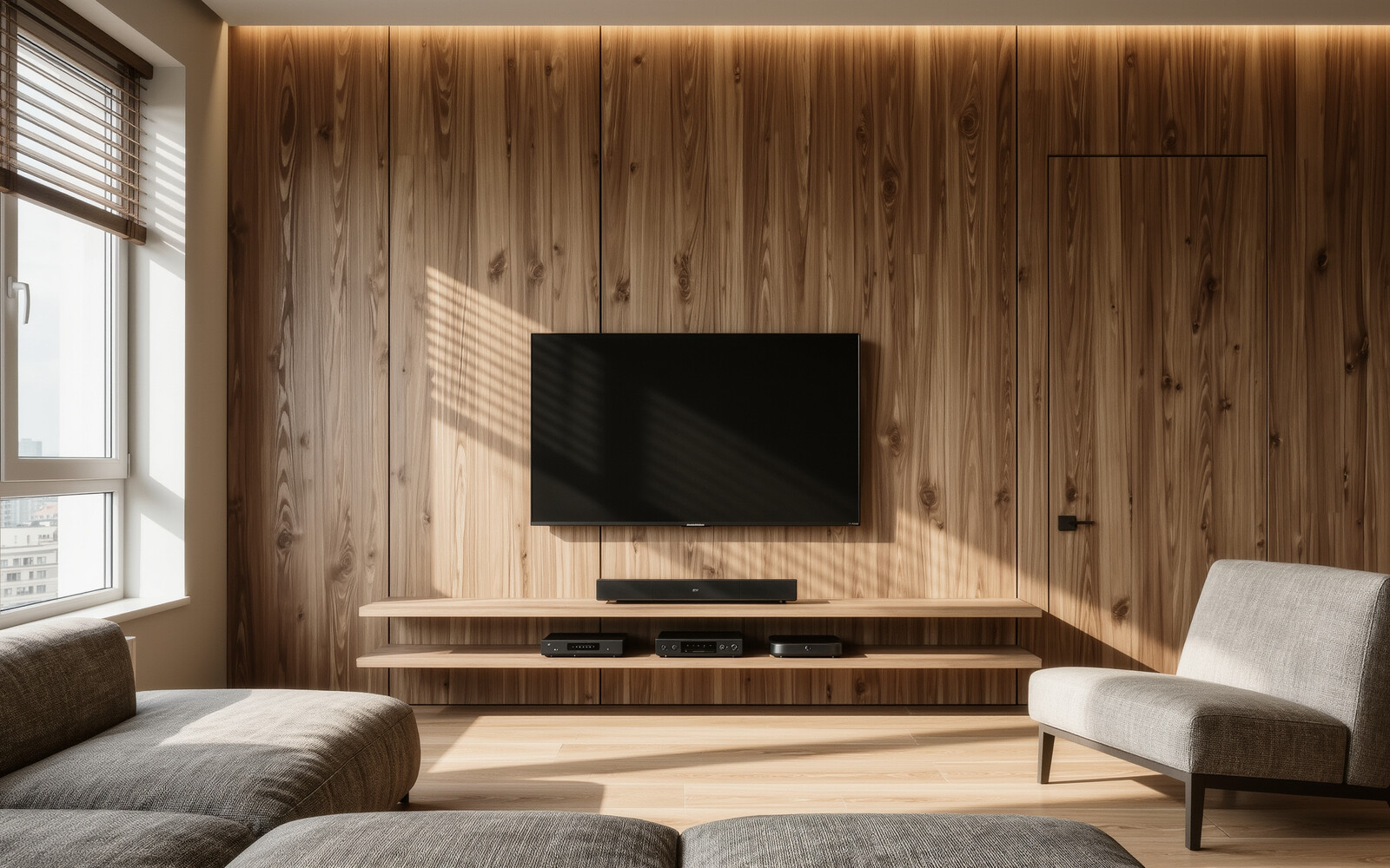 illustrative visual: Floating media shelf
