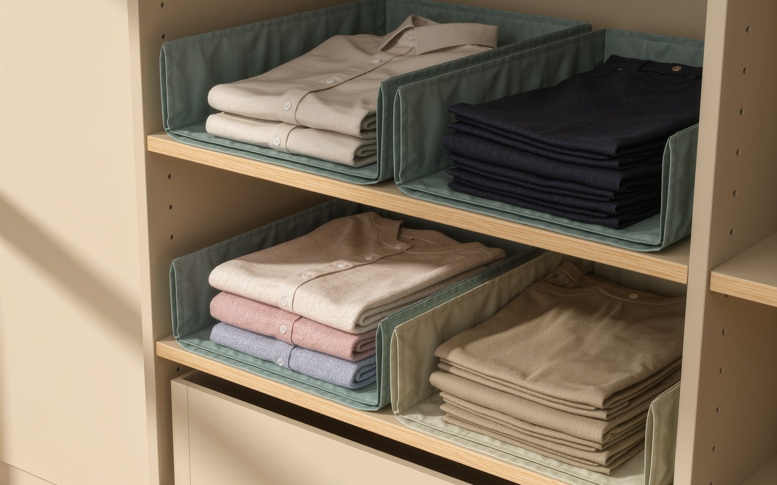 Visuel éditorial générique généré par IA : Contain closet shelf piles