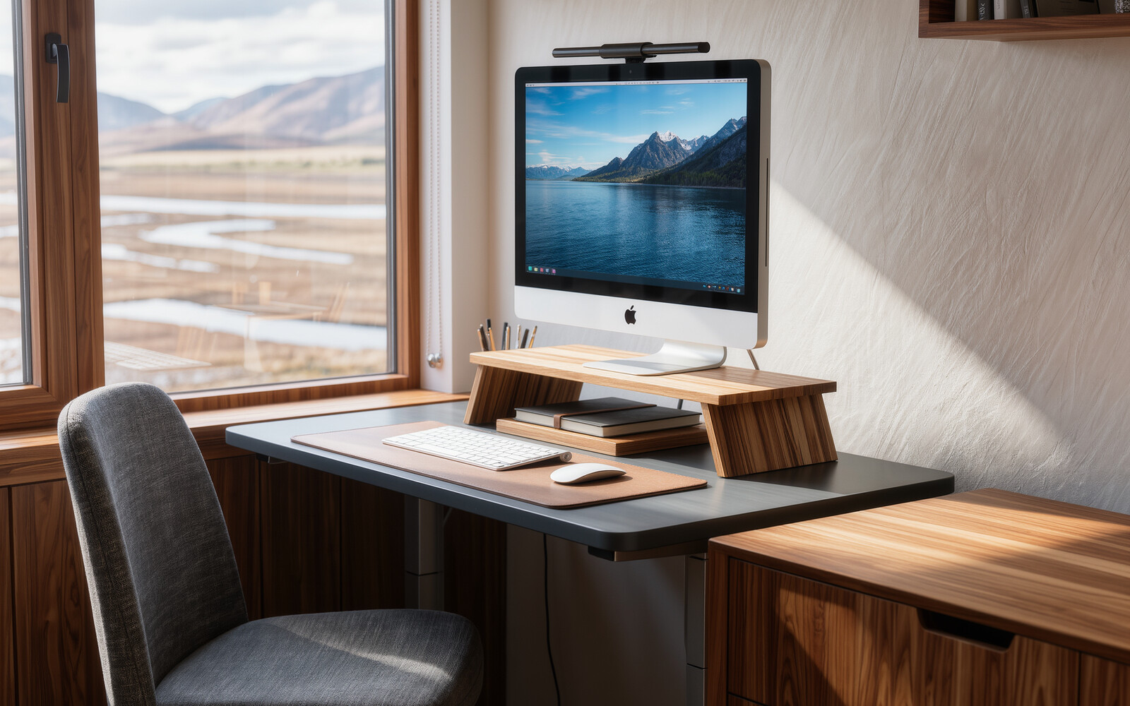 illustrative visual: Monitor riser with storage