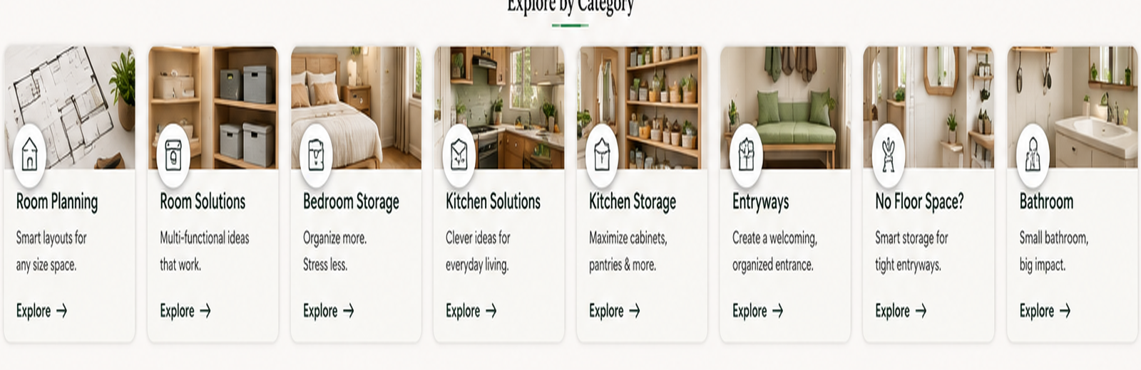 Catégories d’organisation de la maison : aménagement, chambre, cuisine, entrée et salle de bains